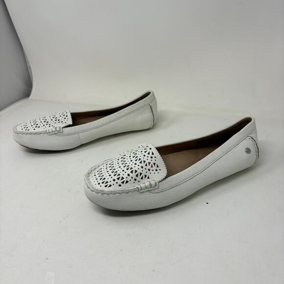 Ugg Claire Leather Loafer Perforated Laser Cut Ivory Casual Slip On Shoe - 9.5 - Picture 3 of 7